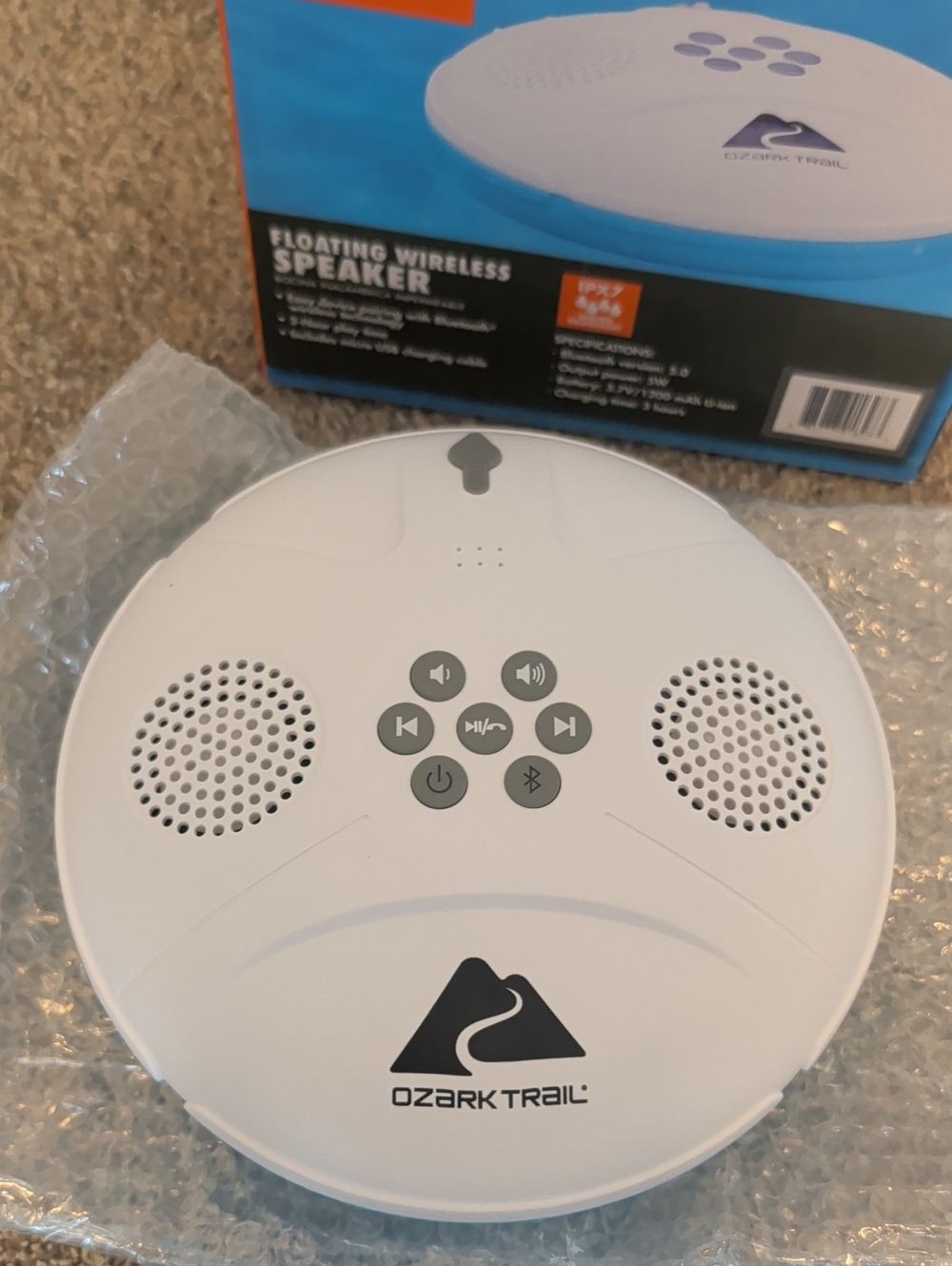 Ozark Trail Wireless White & Blue Floating Bluetooth Speaker